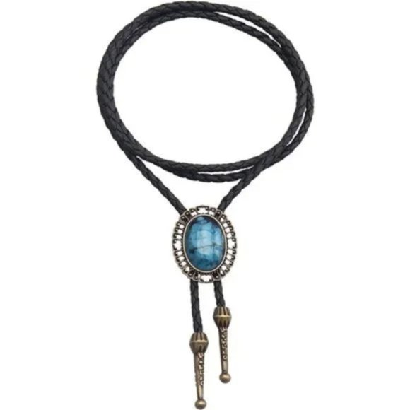 New Native American Bolo Tie Rodeo Cowboy Leather - Picture 2 of 8